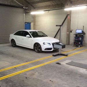 White Audi headlight alignment